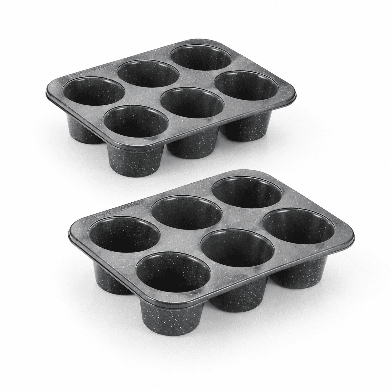 Countig Stick 2-Count Black Carbon Steel Non-Stick Muffin Pans, 6 Cup Each, 3.5 Inch ...