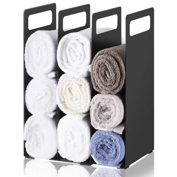 2 Count Black Metal Interlocking Towel Organizer Bathroom Storage Rack