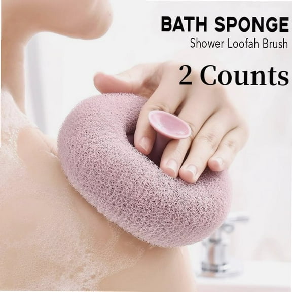 2 Count Body Scrub Set, Exfoliating Bath Sponge Loofah Brushes, Mesh Balls for Shower Enjoyment - Random Colors.