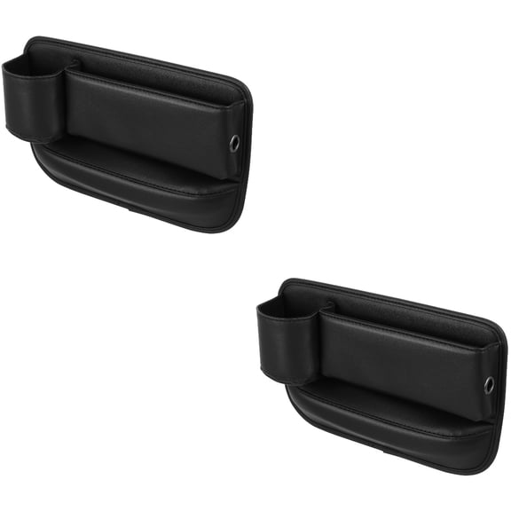 2 Count Storage Box with Lids Drawer Organiser Cup Car Seat Black