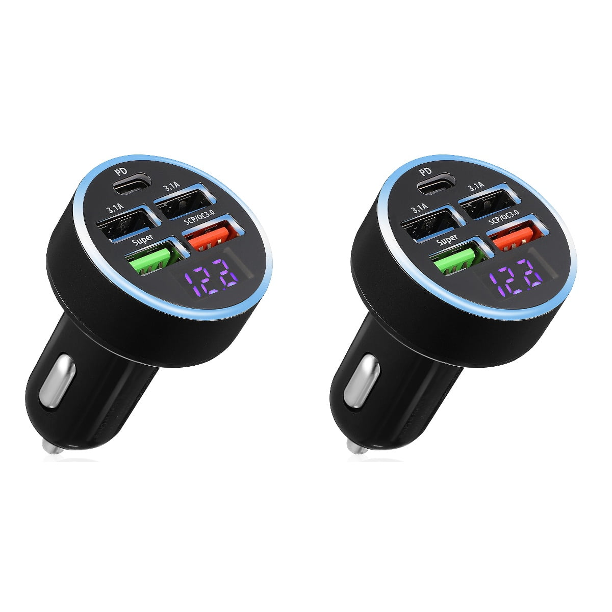 2 Count Cargador Porttil Para Carro Portable Charger Phone Adapter Automatic PC