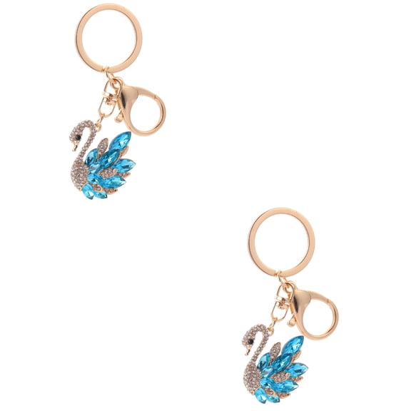2 Count Charm Swan Keychain Durable Keychain Miss 4X3.5X0.5CM Blue