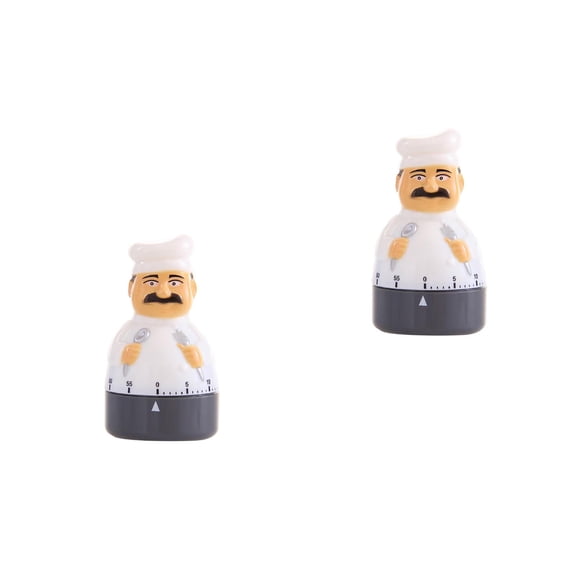 2 Count Chef Timer Cooking Mechanical Timers Alarm Clocks White