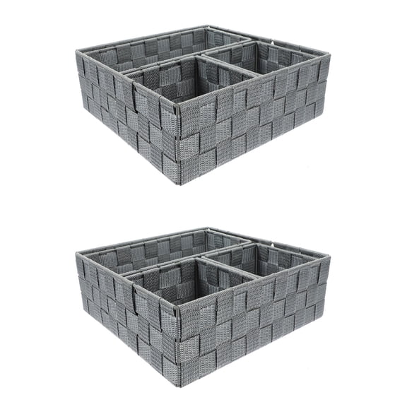2 Count Clear Bins for Cube Storage Wicker Woven Basket Small Item Organizer