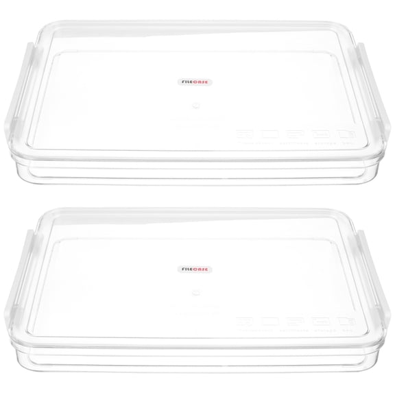 2 Count Clear Bins with Lids File Storage Box Holder