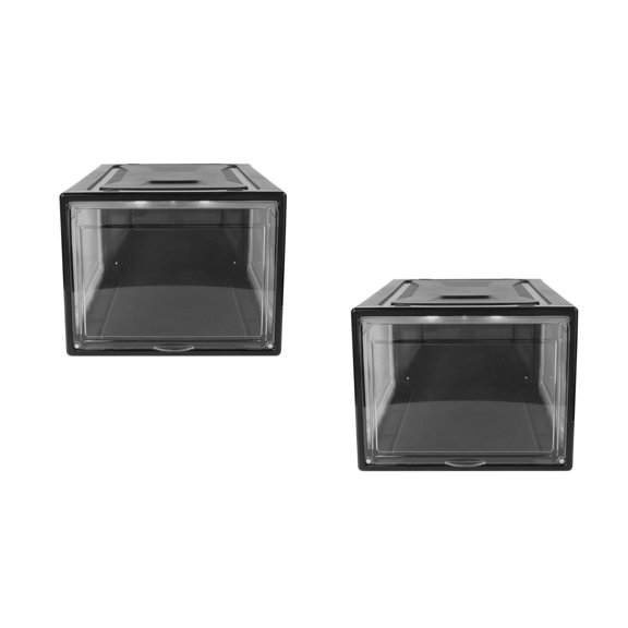 2 Count Clear Stackable Shoe Boxes Storage Sneaker Case