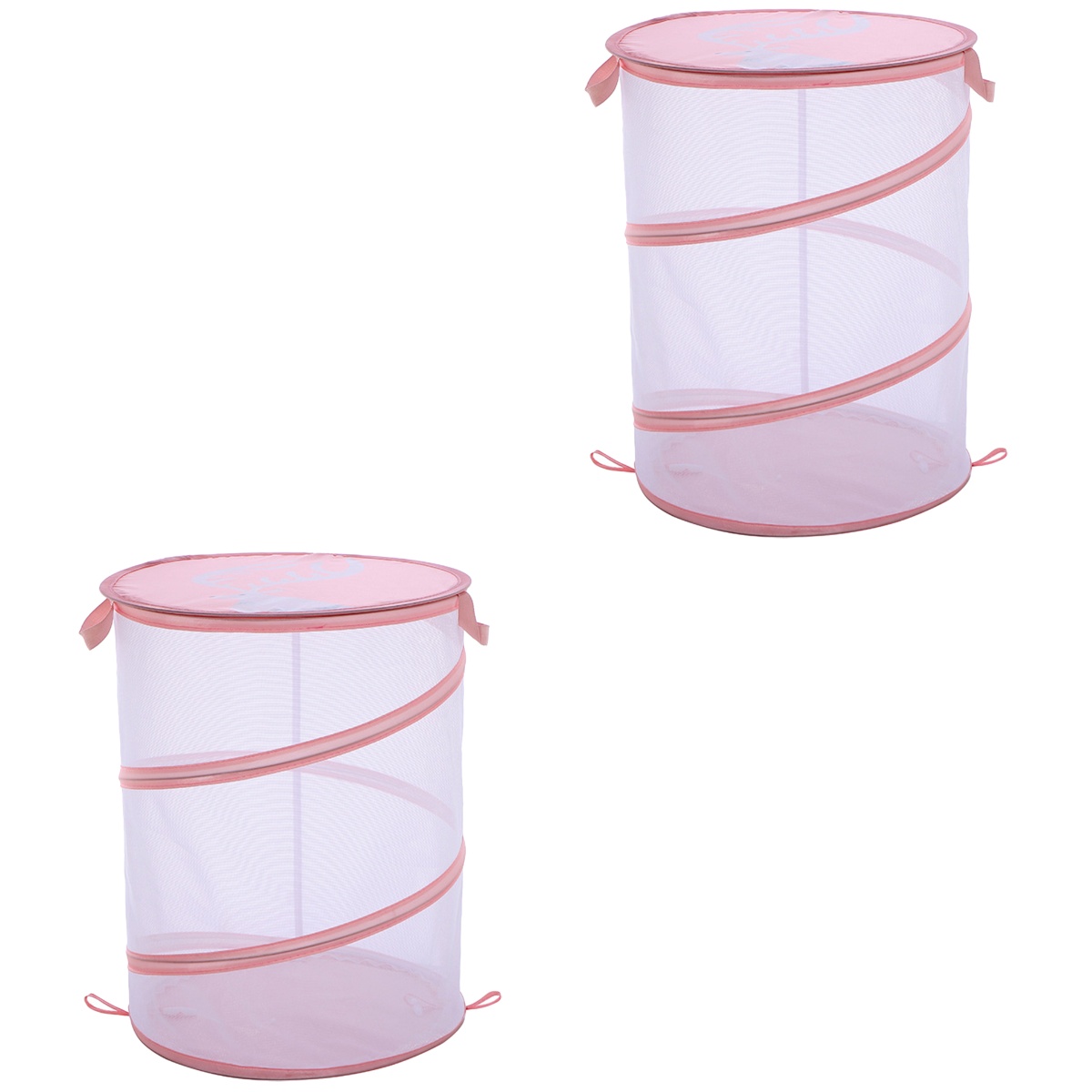 2 Count Collapsable Laundry Basket Hamper Clothes Storage Mesh Bag