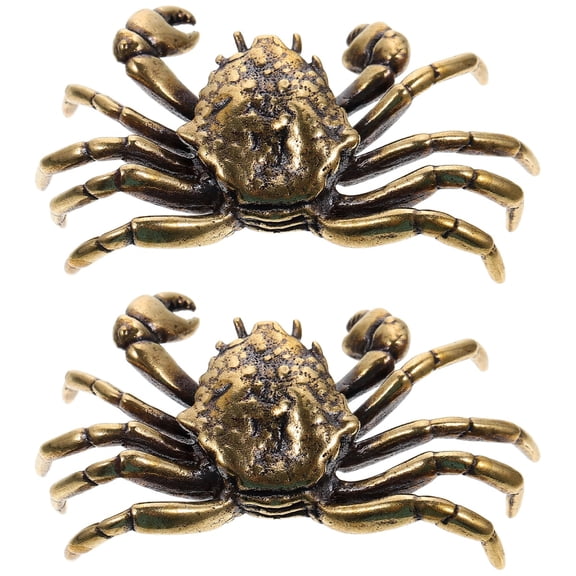 2 Count Decor Brass Crab Art Piece Small Sculpture