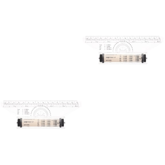 2 Count Design Use Rolling Ruler Angle Scale Protractor Metric Student