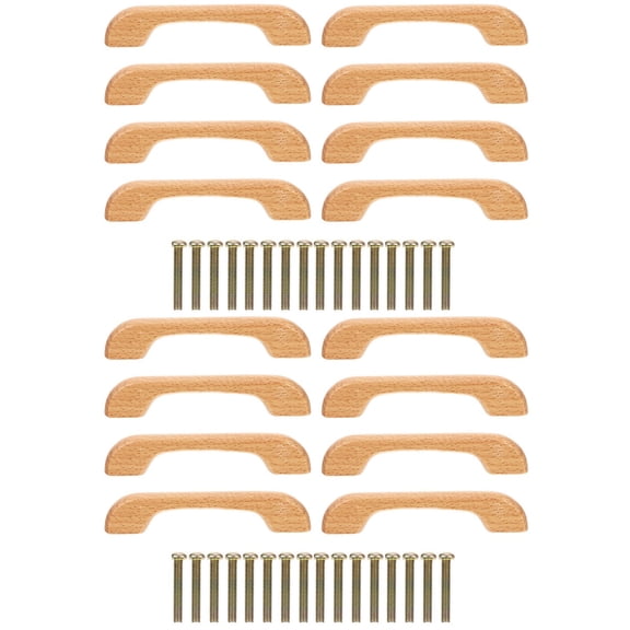 WRISTBIQUE Rectangular Drawer Handles Wooden Pull Handles Cabinet 16Pcs 4.7x0.8x0.4In