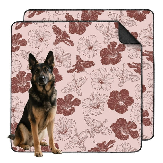 2-Count Extra Large Floral Design Pet Training Mats, Washable Reusable Dog Pee Pads 48x48 Inches, Non-Slip Housebreaking Pads for Large Breed Puppy Indoor Potty Area