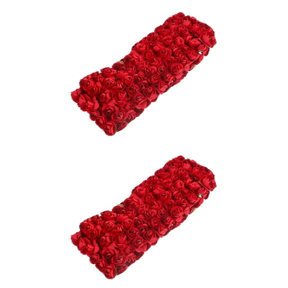 2 Count Faux Flowers Paper Rose Simulation Roses Imitation Roses 8X1.5cm Red