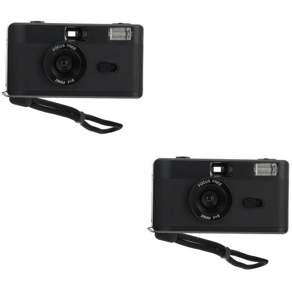 2 Count Film Camera Portable Mini Retro Thermal Travel Black