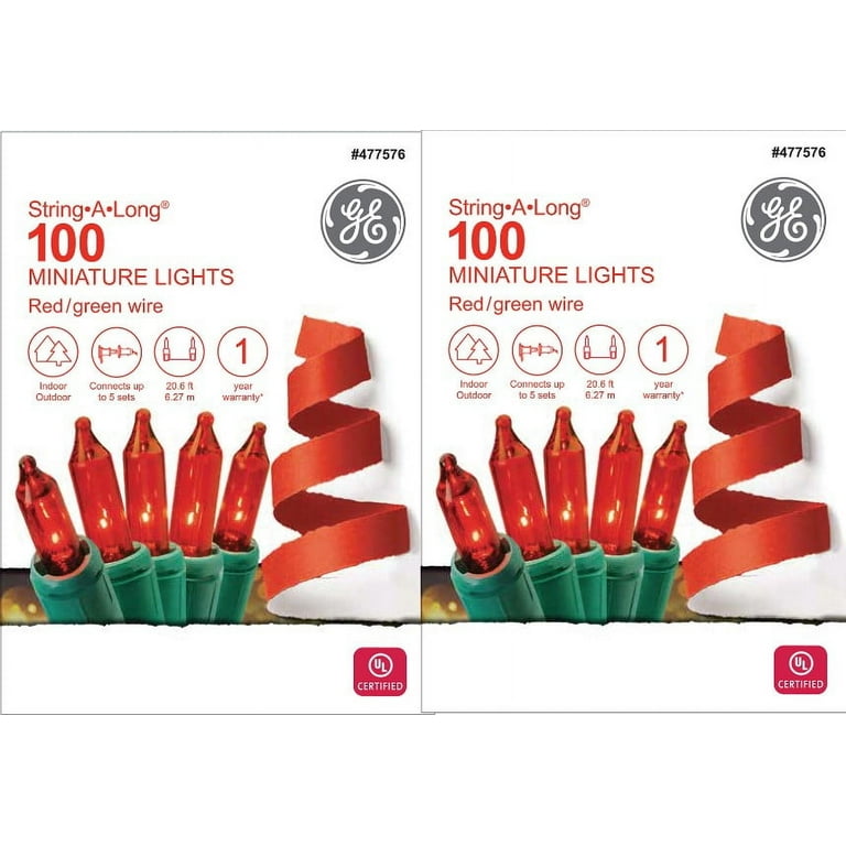 GE String-A-Long 100-Count 20.6-ft Red Incandescent Plug-In Christmas String Lights GE String-A-Long 100-Count 20.6-ft Red Incandescent Plug-In Christmas String Lights
