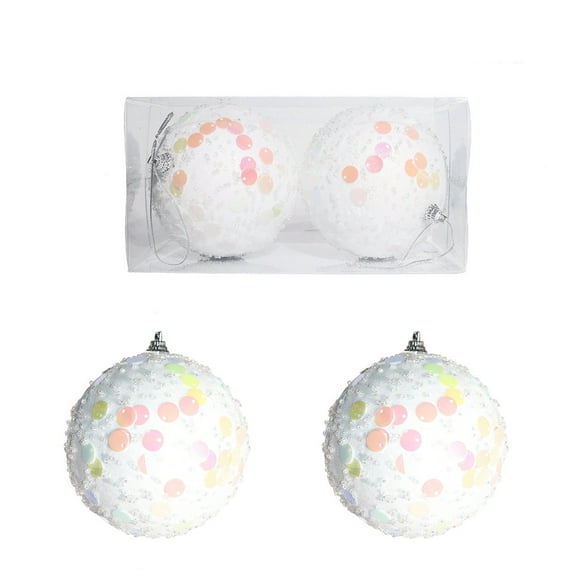 2-Count Glitter Gold Large Christmas Ball Ornaments For Festive Tree Decoration