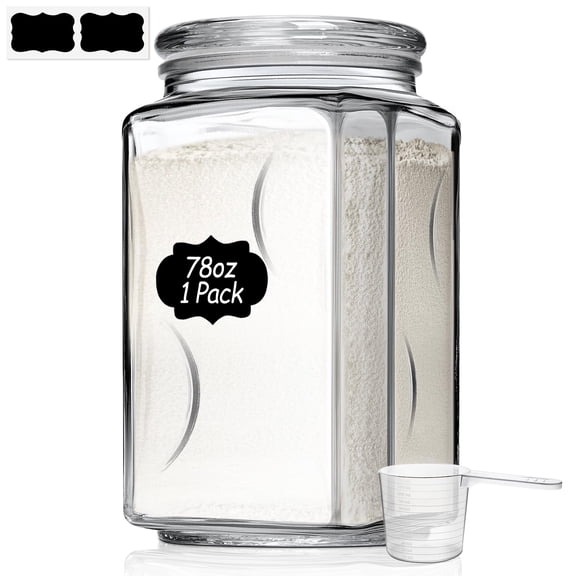 2 Count Half Gallon Square Wide Mouth Glass Pantry Jars with Lids, Multi-Use Glass Food Storage Containers for Grains Snacks Fermenting