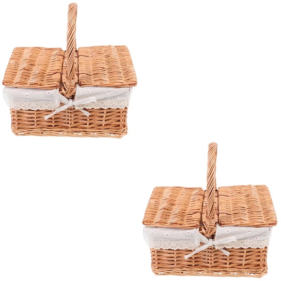 2 Count Handle Outdoor Picnic Basket Wedding Decoration Accessory Shopping