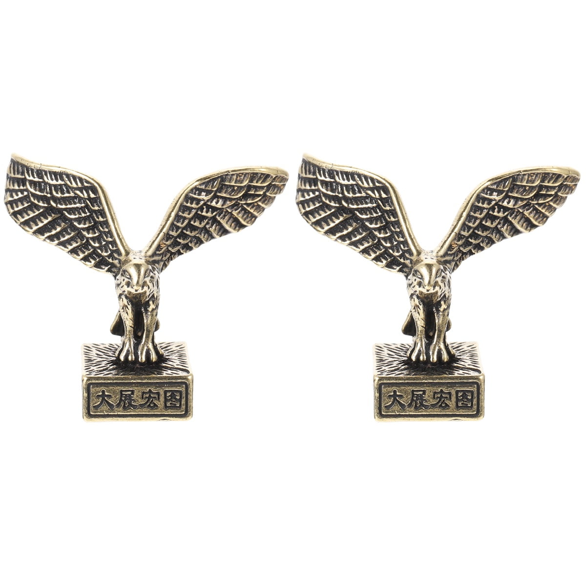 2 Count Home Decor Tabletop Eagle Sculpture Hawk Statue Brass Ornaments ...