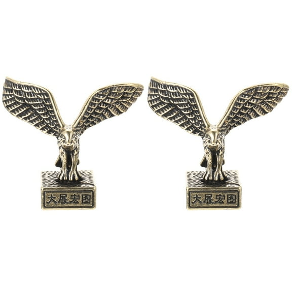 2 Count Home Decor Tabletop Eagle Sculpture Hawk Statue Brass Ornaments Office Miniature