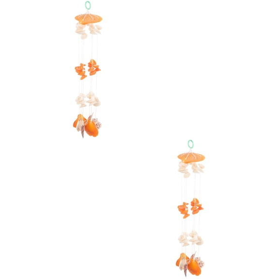 MERRYHAPY Shell Conch Wind Chime Multi-Color Natural Seashell Decor for Indoor Balcony 2Pcs