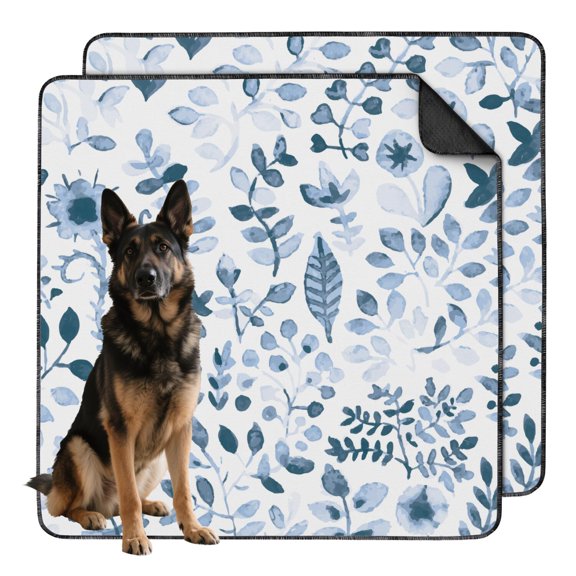 2-Count Jumbo Floral House Training Pads, Washable Reusable Puppy Potty Mats 48x48 Inch, Non-Slip Dog Crate Liners for Big Breed Area Setup