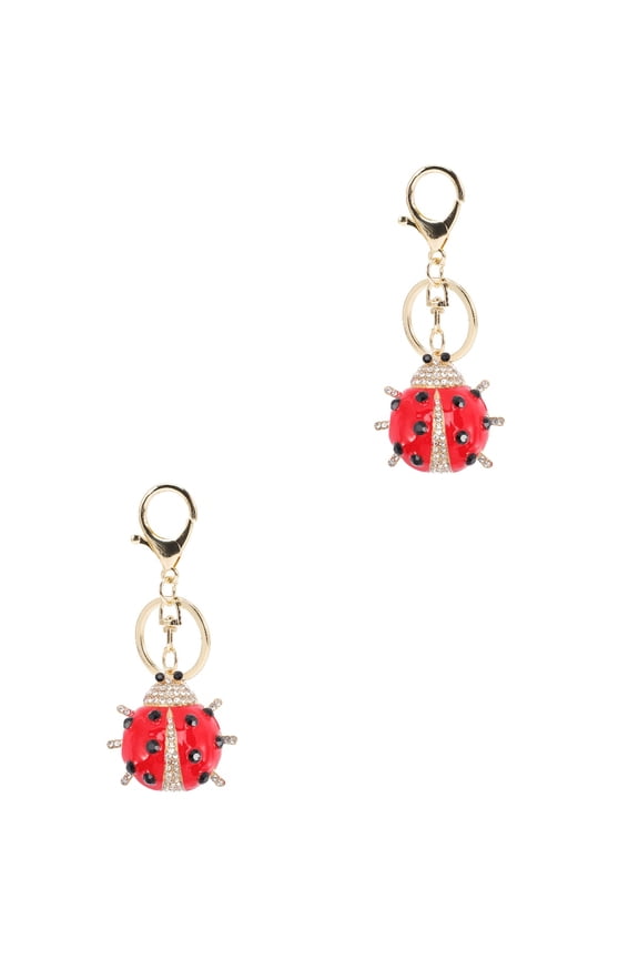 2 Count Key Ladybug Keychain Beautiful Bag Decoration Women's