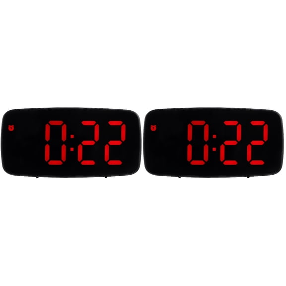 2 Count LED Electronic Alarm Clock Large Display Radio Battery Digital Desk for Kids Child Black