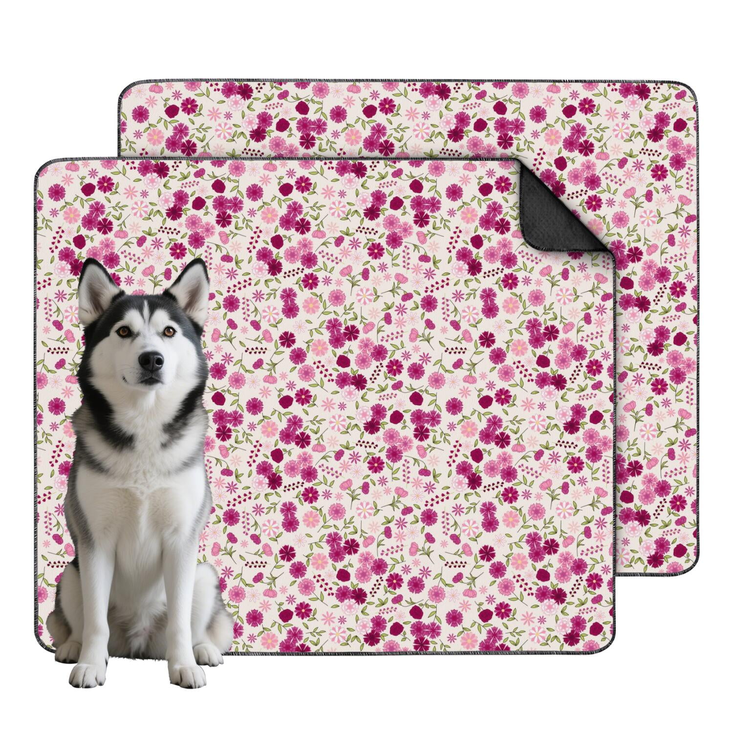 2-Count Large Floral Dog Pads, Washable Reusable Pet Housebreaking Mats ...