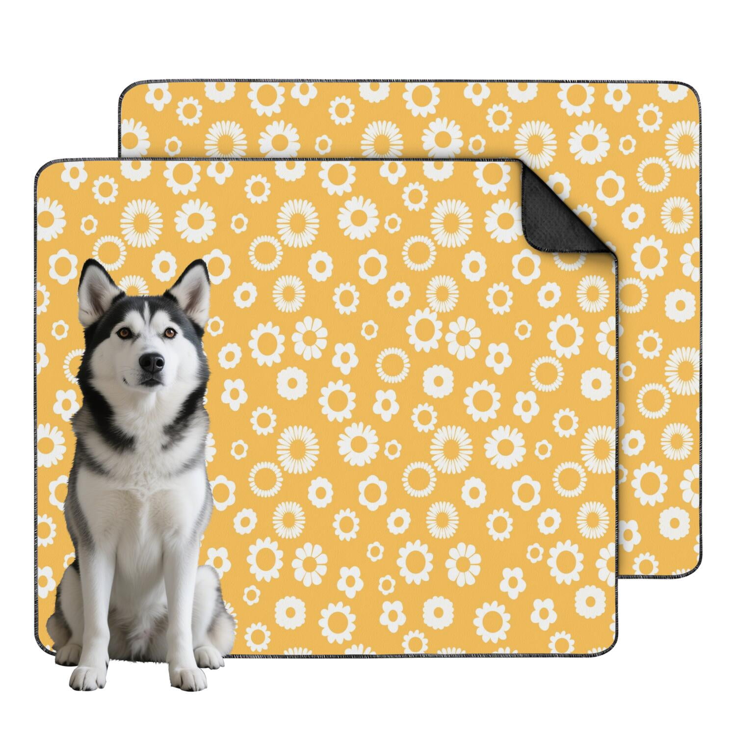 View of 2-Count Large Floral Potty Pads, Washable Reusable Dog House Training ...