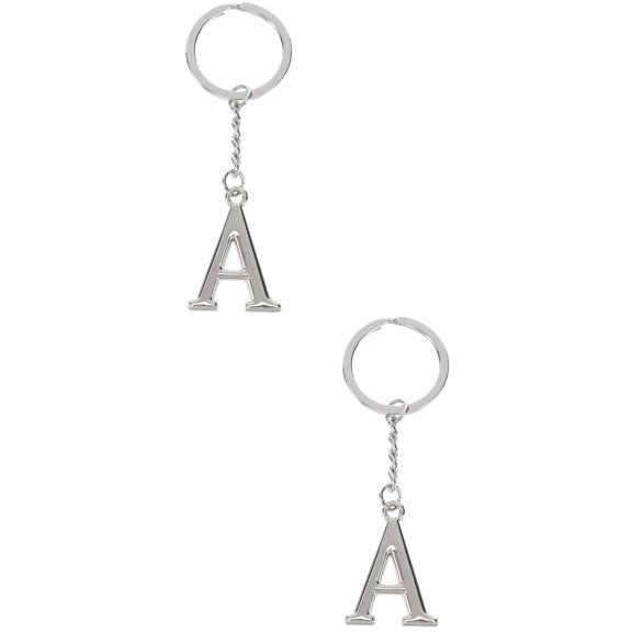 2 Count Letter Keychain Picture Keyring Fathers Day Handbag Charms Silver