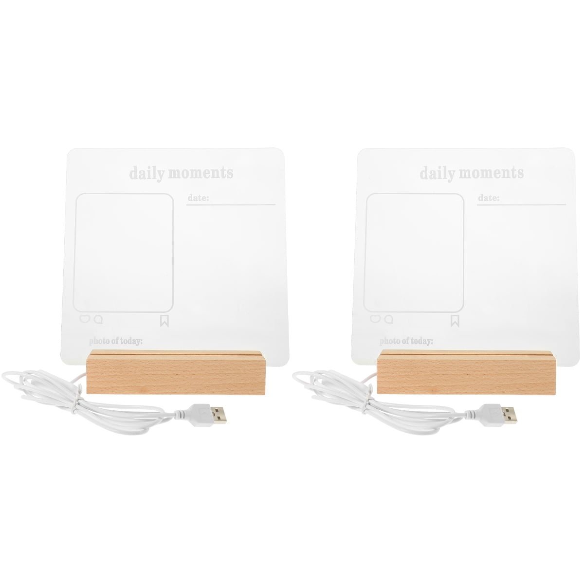 2 Count Lighted Dry Erase Board Acrylic Note Lamp Whiteboard Message
