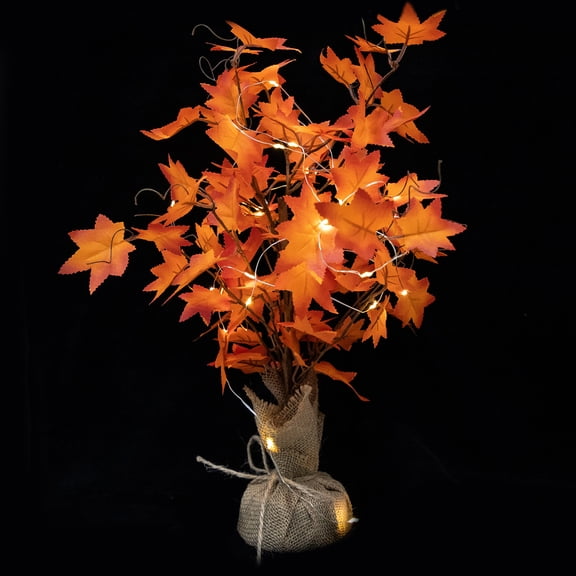 2 Count Luminous Thanksgiving Tree Festival Lamp Rechargeable Ceiling Night Red