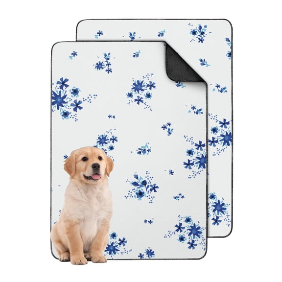 2-Count Medium Floral Dog Pads, Washable Reusable Pet Housebreaking Mats 24x35 Inch, Non-Slip Puppy Crate Liners for Floor Protection