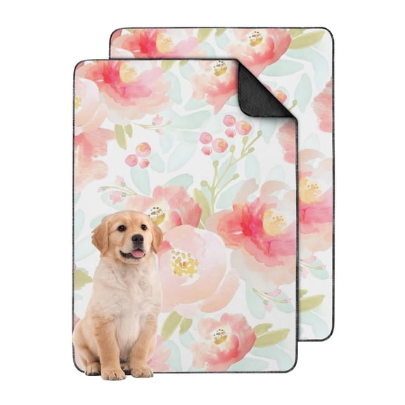 2-Count Medium Floral Dog Pads, Washable Reusable Pet Housebreaking Mats 24x35 Inch, Non-Slip Puppy Crate Liners for Floor Protection