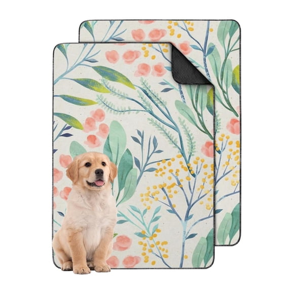 2-Count Medium Floral Dog Pads, Washable Reusable Pet Housebreaking Mats 24x35 Inch, Non-Slip Puppy Crate Liners for Floor Protection
