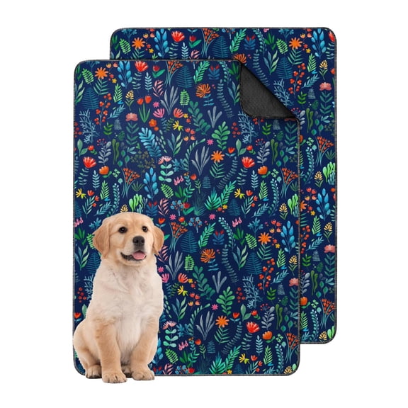 2-Count Medium Floral Dog Pads, Washable Reusable Pet Housebreaking Mats 24x35 Inch, Non-Slip Puppy Crate Liners for Floor Protection
