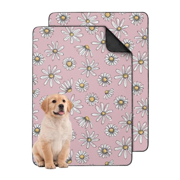 2-Count Medium Floral House Training Pads, Washable Reusable Puppy Potty Mats 24x35 Inch, Non-Slip Dog Crate Liners for Indoor Area Setup