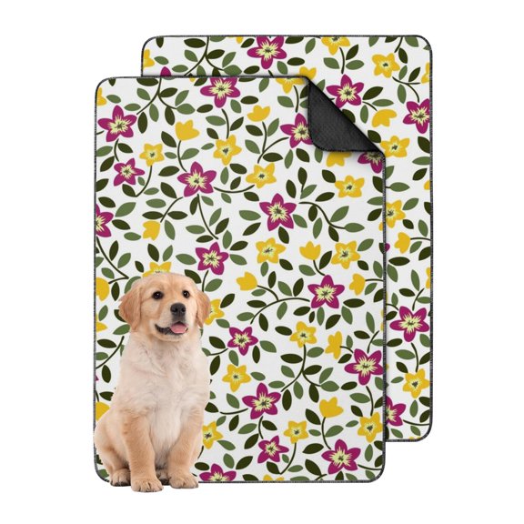 2-Count Medium Floral House Training Pads, Washable Reusable Puppy Potty Mats 24x35 Inch, Non-Slip Dog Crate Liners for Indoor Area Setup