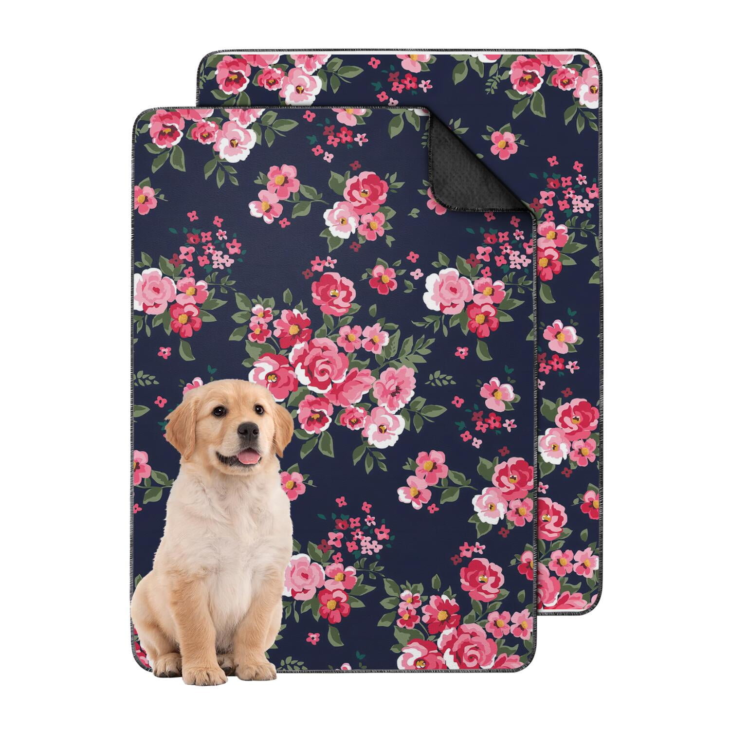 2-Count Medium Floral Training Pads, Washable Reusable Pet Potty Mats ...