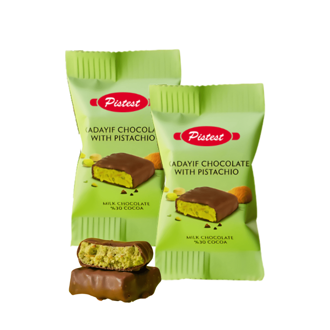2 Count of Mini Dubai Chocolate Kunafa Pistachio Bar | Pistachio Chocolate Bars with Shredded Phyllo Dough | Fresh Daily Production | Perfect Gift | 0.44 oz (25g)