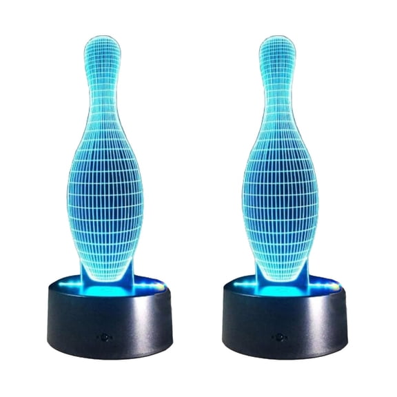 FUEENIRVA Decorative Bowling LED Lamp 3D Night Light Black for Room Decor 2Pcs