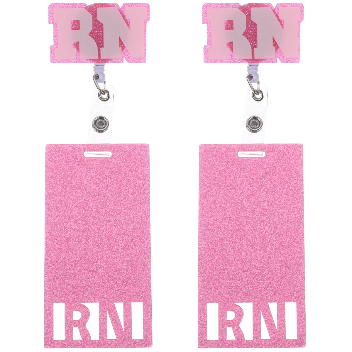 2pcs Nurse Badge Holder Retractable Badge Clip Decorative Vertical Badge Identification Tag Card Holder