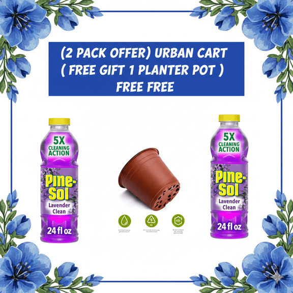 (2 Count ) Pine-Sol Multi-Surface Floor Cleaner, Lavender Clean,( With Disposable Planter 1 Pot ) Urban Car Gift Pack