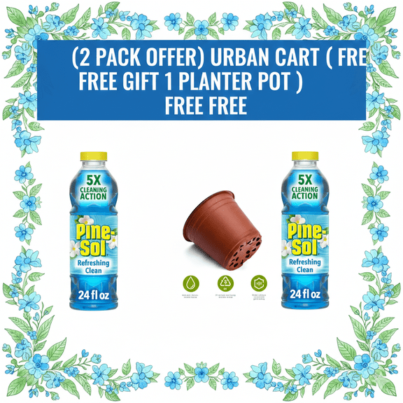 (2 Count ) Pine-Sol Multi-Surface Floor Cleaner, Refreshing Clean ,( With Disposable Planter 1 Pot ) Urban Car Gift Pack