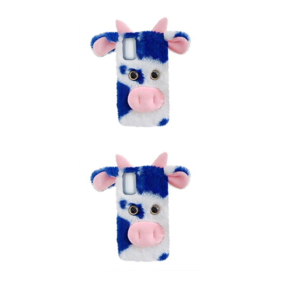 2 Count Plush Phone Cover Smartphone Case Funny Toy Jumbo Blue