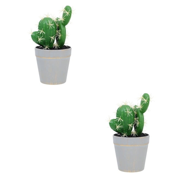 2 Count Potted Cactus Ornament Artificial Cactus Adornments Fake Bonsai Plant Artificial Plant Decors