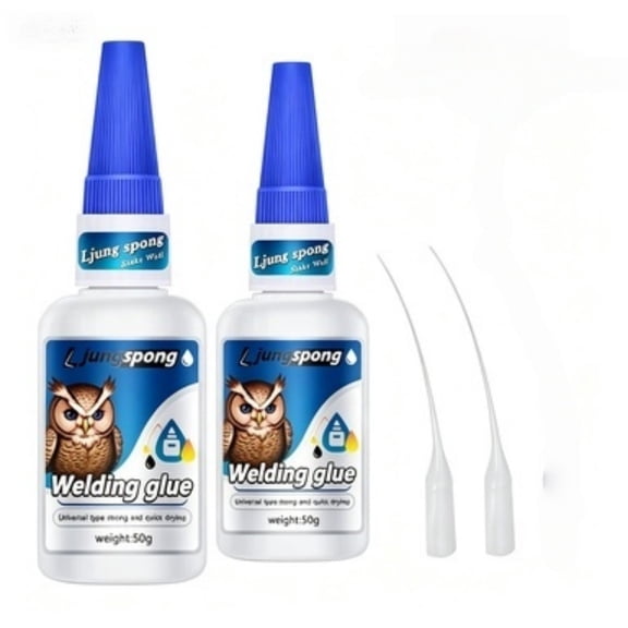 2 Count Quick Drying White Welding Liquid Glue, Waterproof Universal Strong Adhesive, Repair Glue for Metal, Wood, Plastic, Ceramic, Glass and Hard Materials