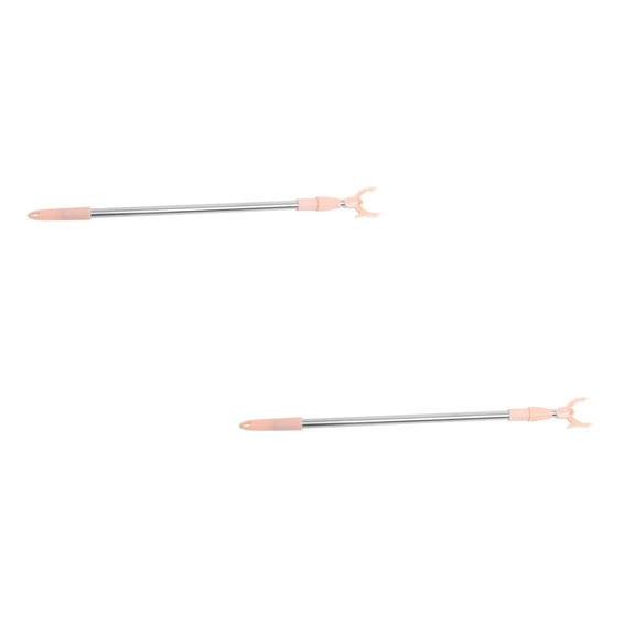 2 Count Retractable Clothes Line Rail Bar Wardrobe Hook Pole