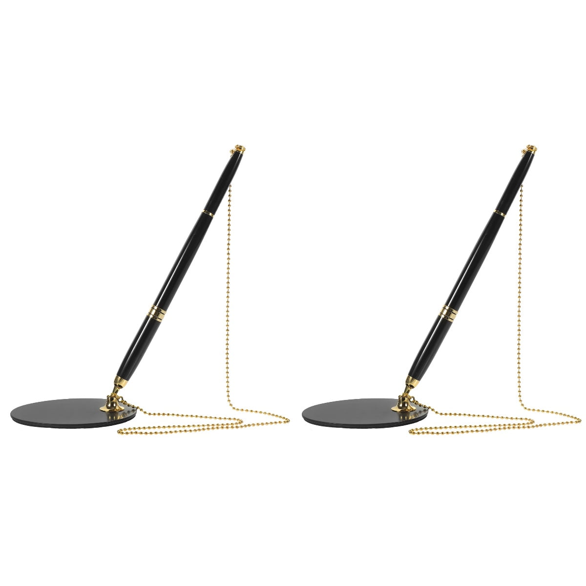 2 Count Safety Pen Chain Ball Point Pens Black Pen with Chain Stainless