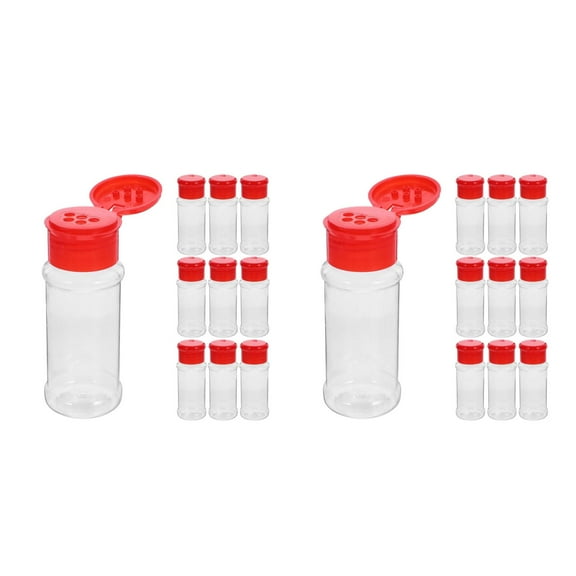2 Count Salt Bottle Clear Pepper Shakers Spice Containers Red